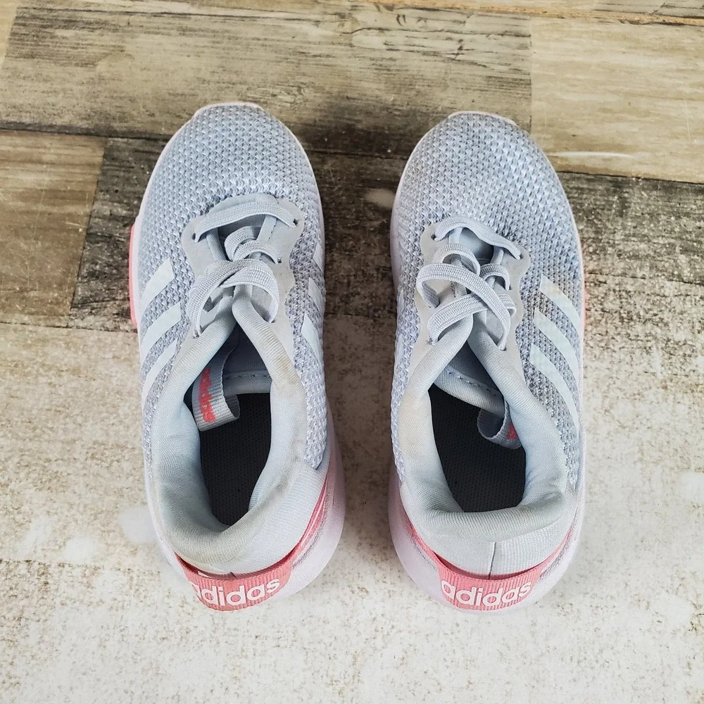 Adidas Racer TR 2.0 Kids Shoes Sz 9 Running Gray White Pink Lace Up Sneakers